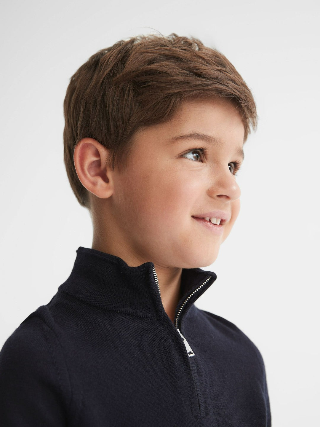4-9 yrs Merino Wool Zip-Neck Jumper Navy | Children