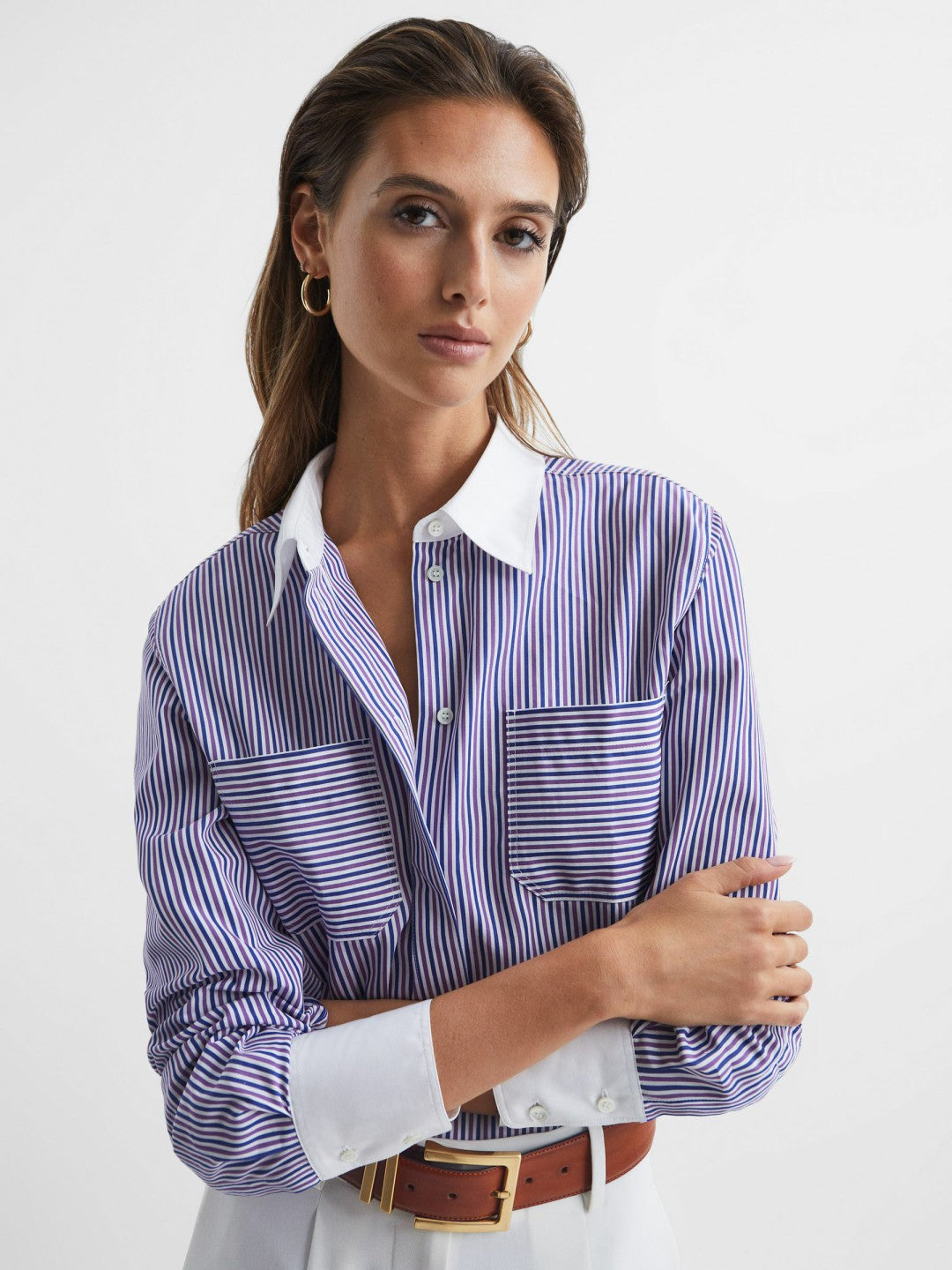 Leather Square Buckle Belt Tan | Womens