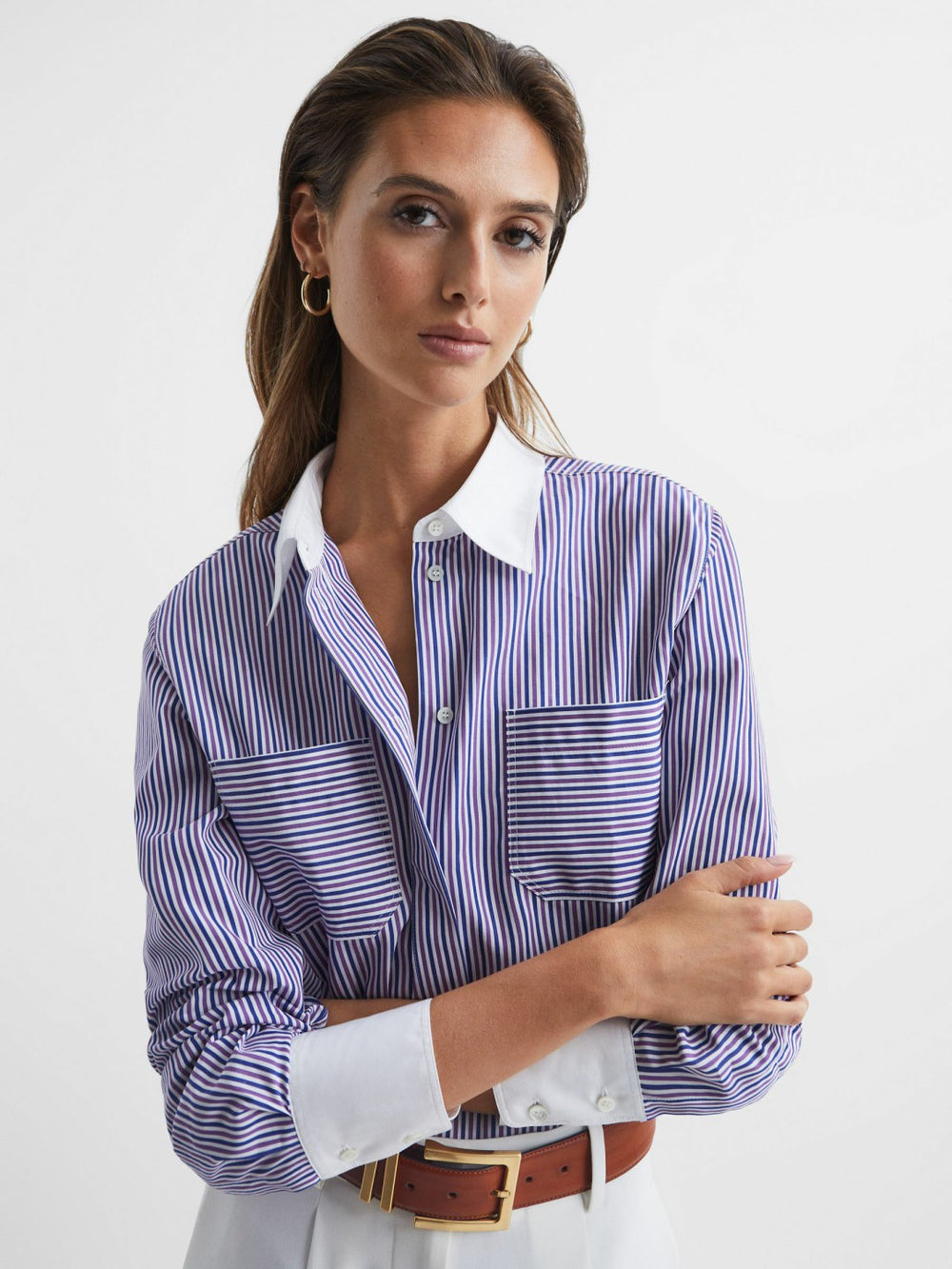 Leather Square Buckle Belt Tan | Womens