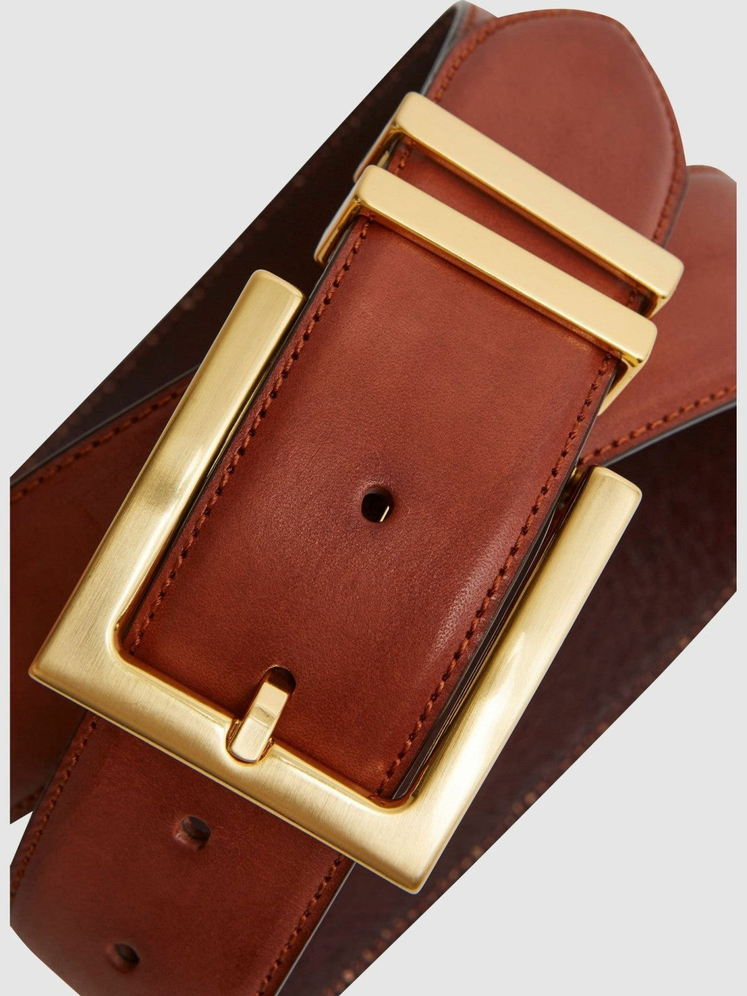 Leather Square Buckle Belt Tan | Womens