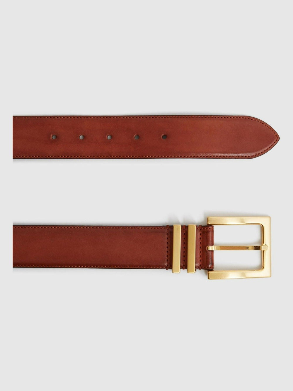 Leather Square Buckle Belt Tan | Womens