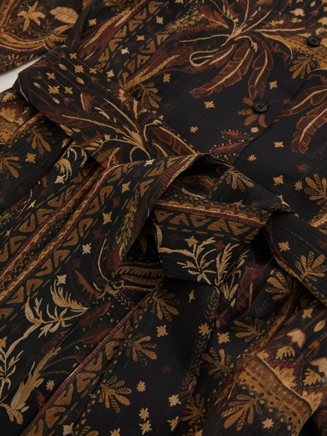Botanical-Print Chiffon Mini Dress Navy | Womens