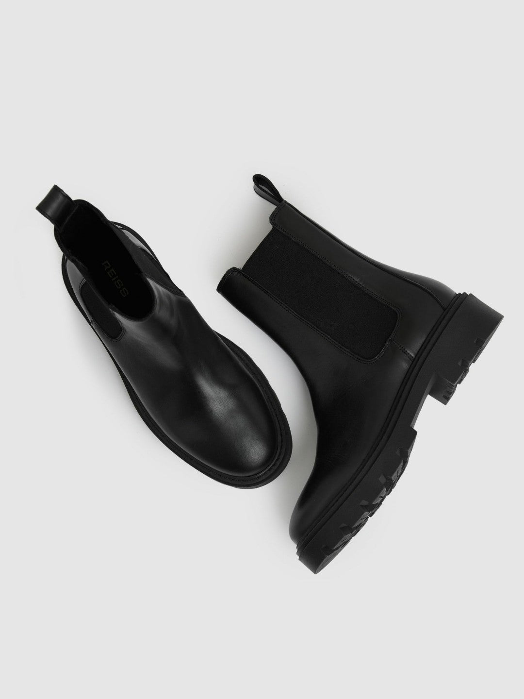 Leather Cleated Sole Chelsea Boots Black | Womens