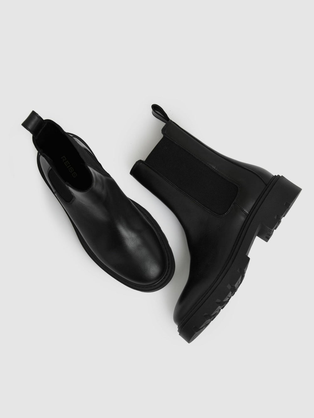 Leather Cleated Sole Chelsea Boots Black | Womens