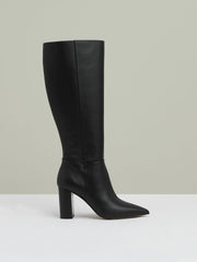 Block Heel Knee High Boots Black | Womens