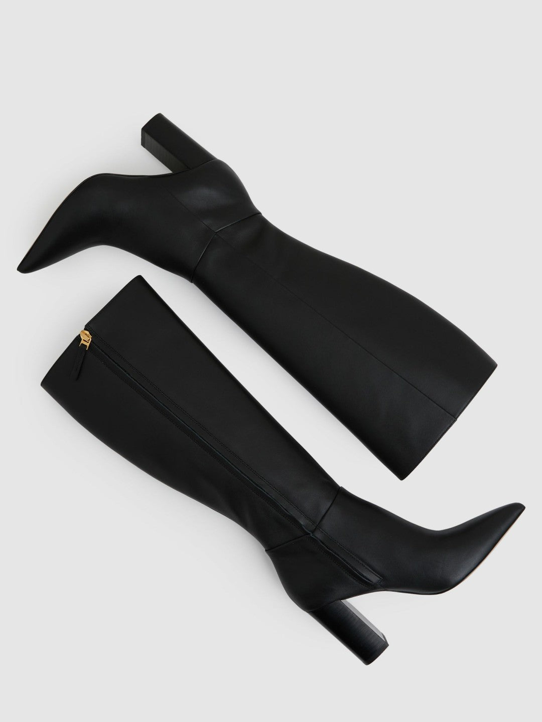 Block Heel Knee High Boots Black | Womens
