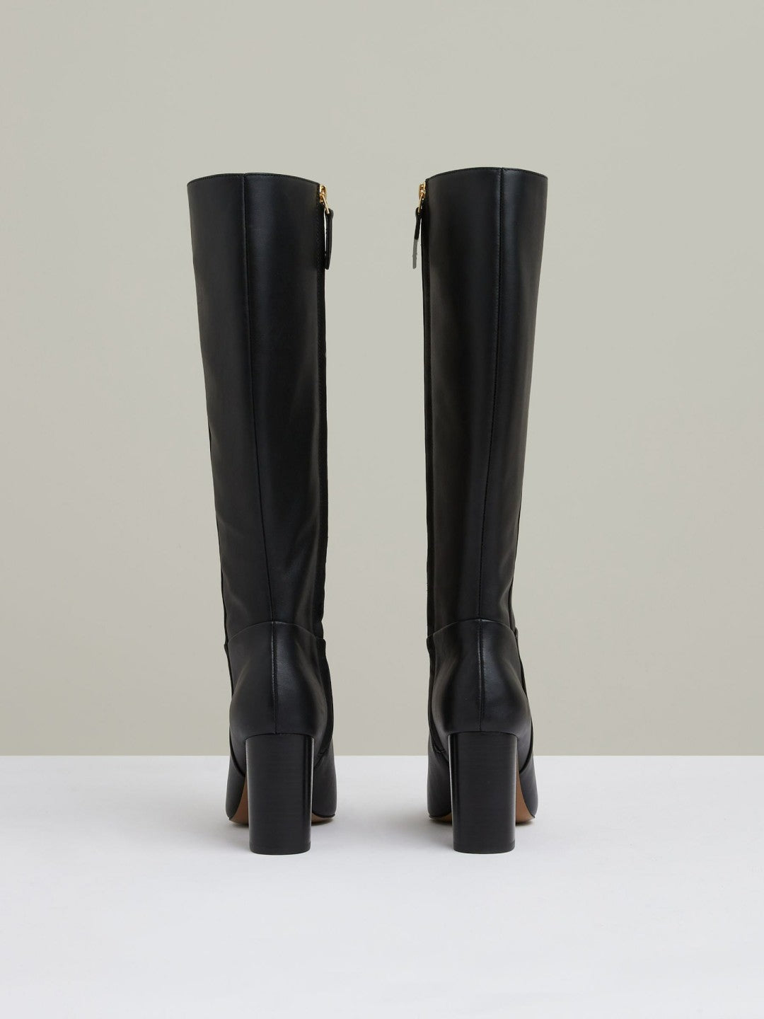 Block Heel Knee High Boots Black | Womens