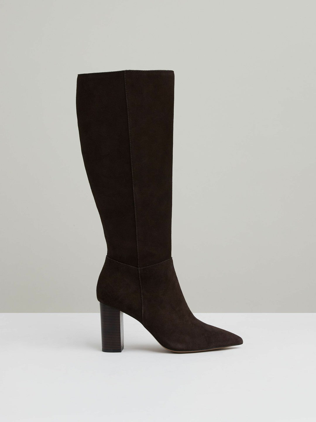 Block Heel Knee High Boots Chocolate | Womens