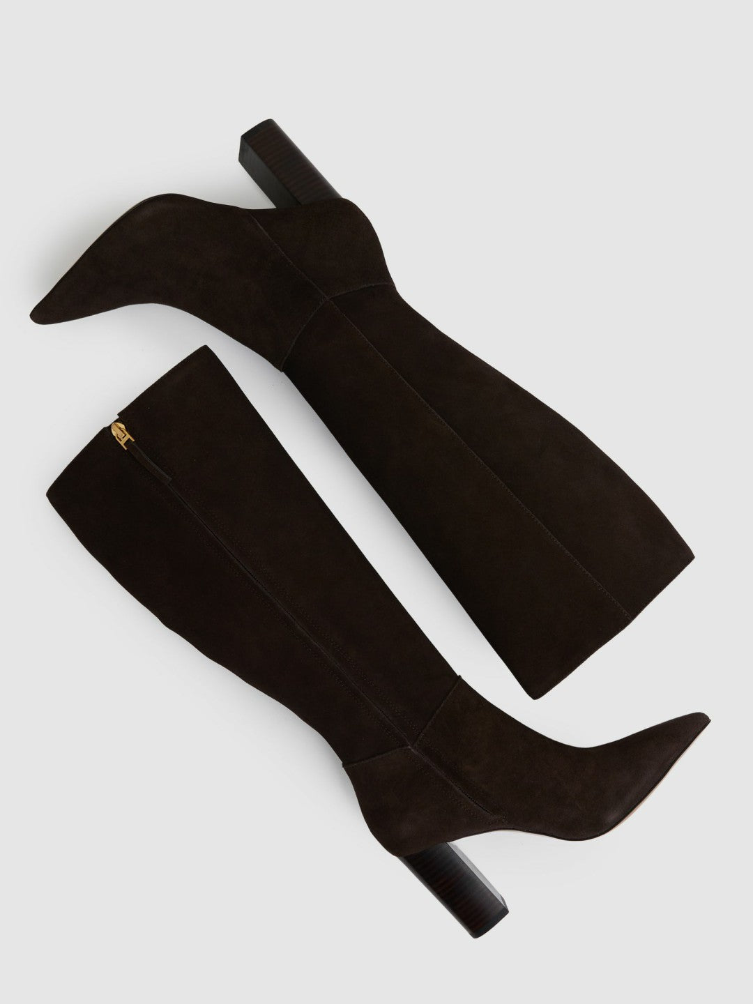 Block Heel Knee High Boots Chocolate | Womens