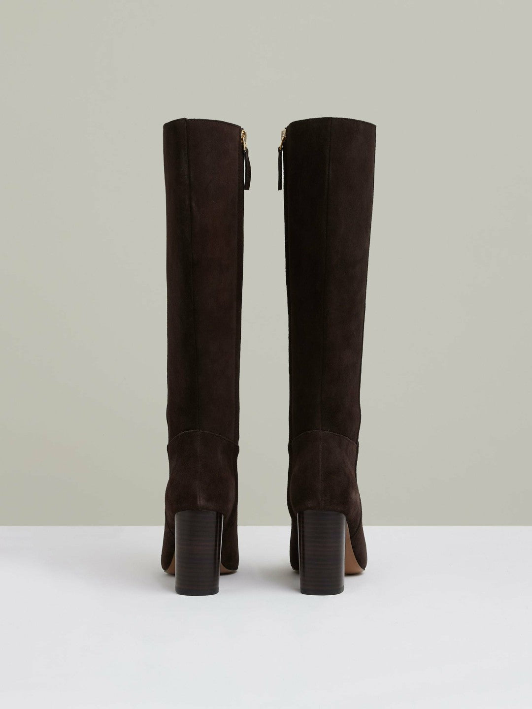 Block Heel Knee High Boots Chocolate | Womens