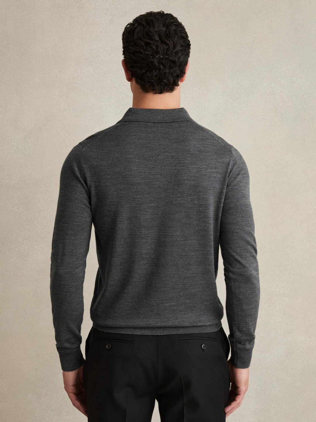 Merino Wool Polo Shirt Derby Grey Marl | Mens