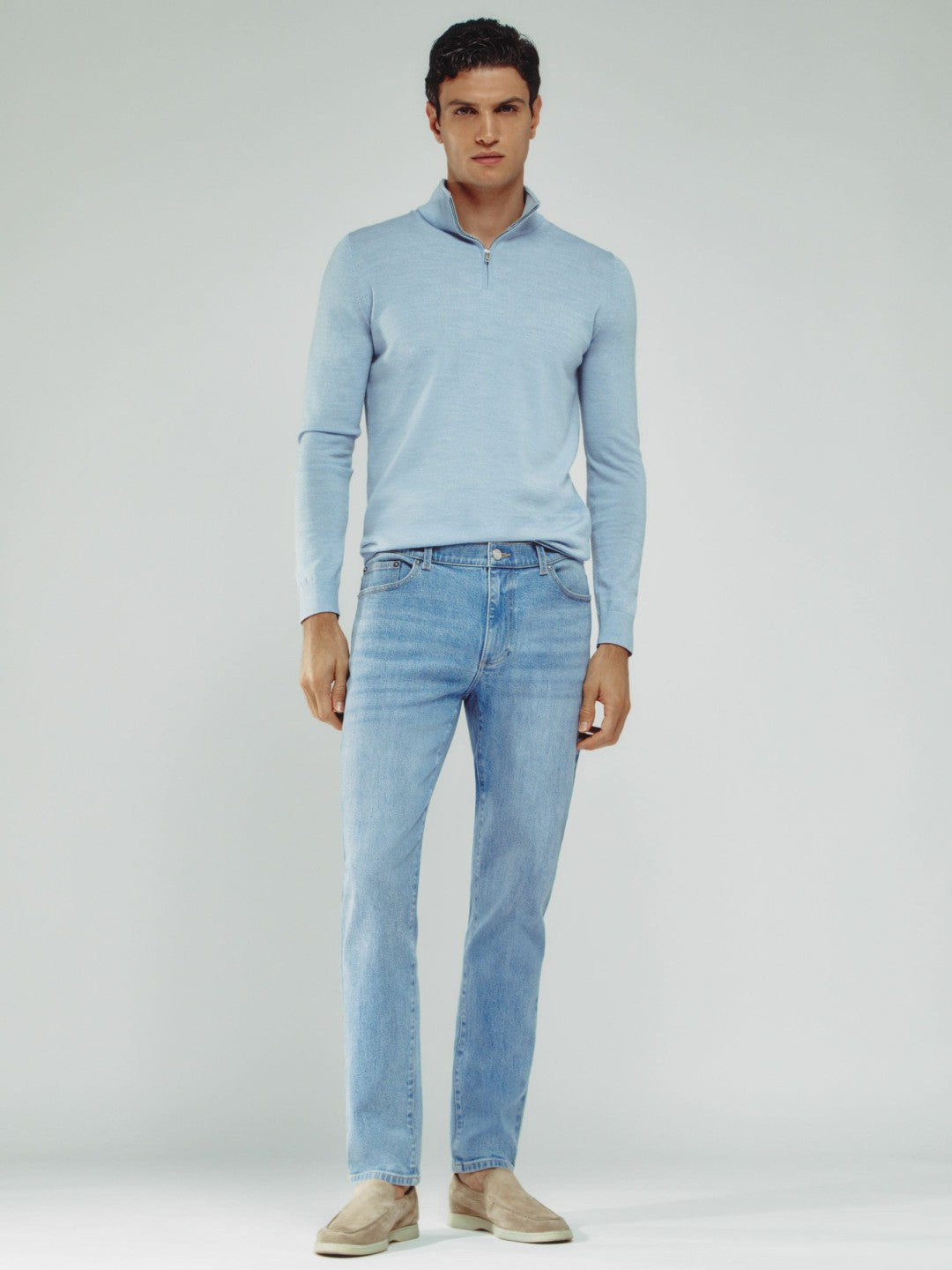 Cotton-Stretch Slim-Fit Jeans Light Blue Wash | Mens
