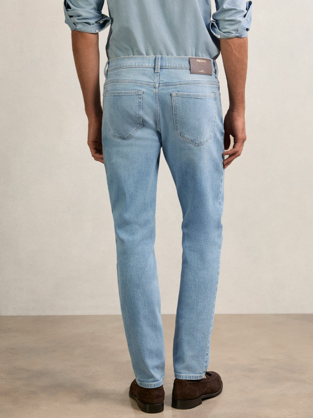 Cotton-Stretch Slim-Fit Jeans Light Blue Wash | Mens