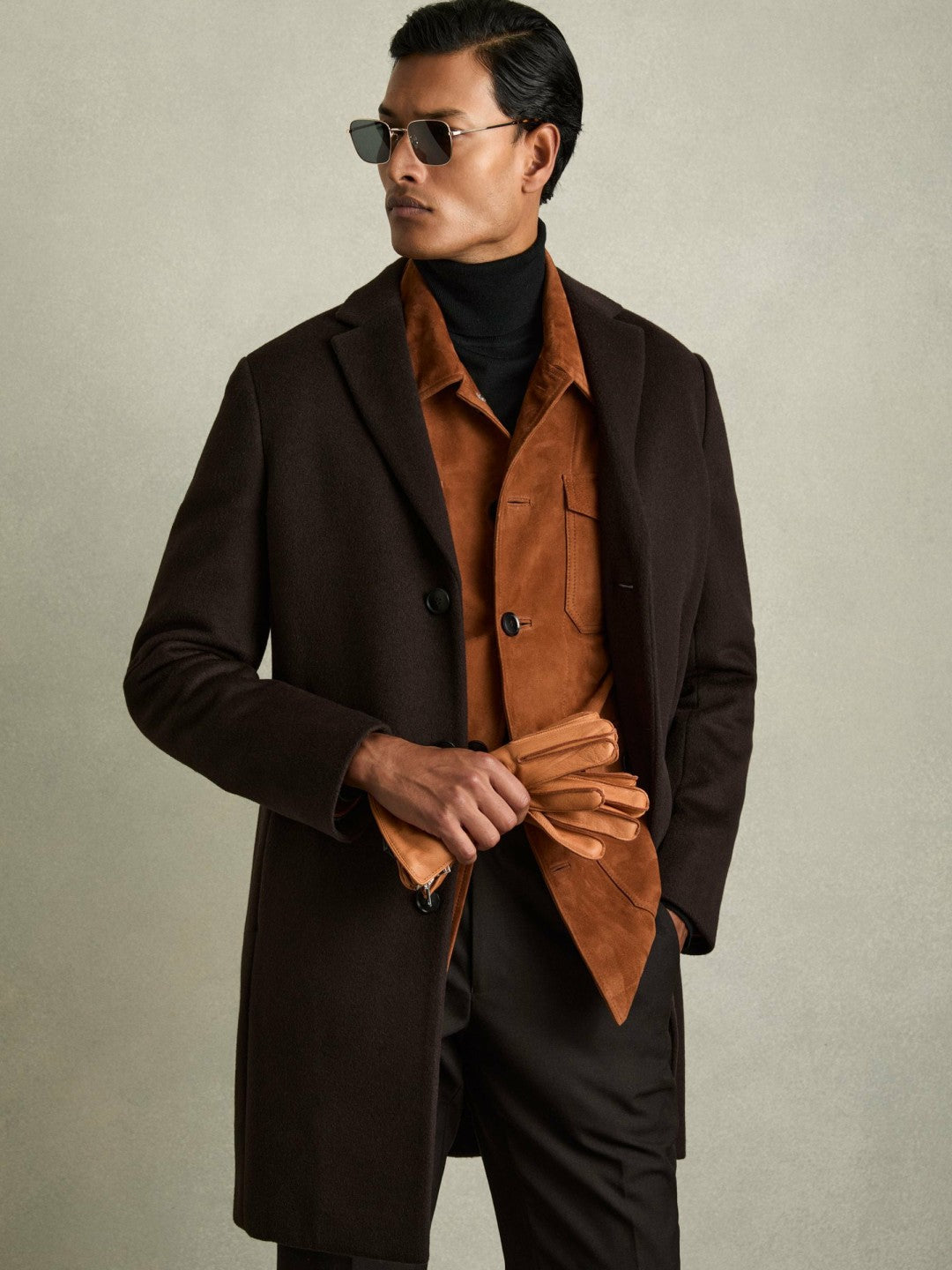 Leather Zip-Side Gloves Tan | Mens