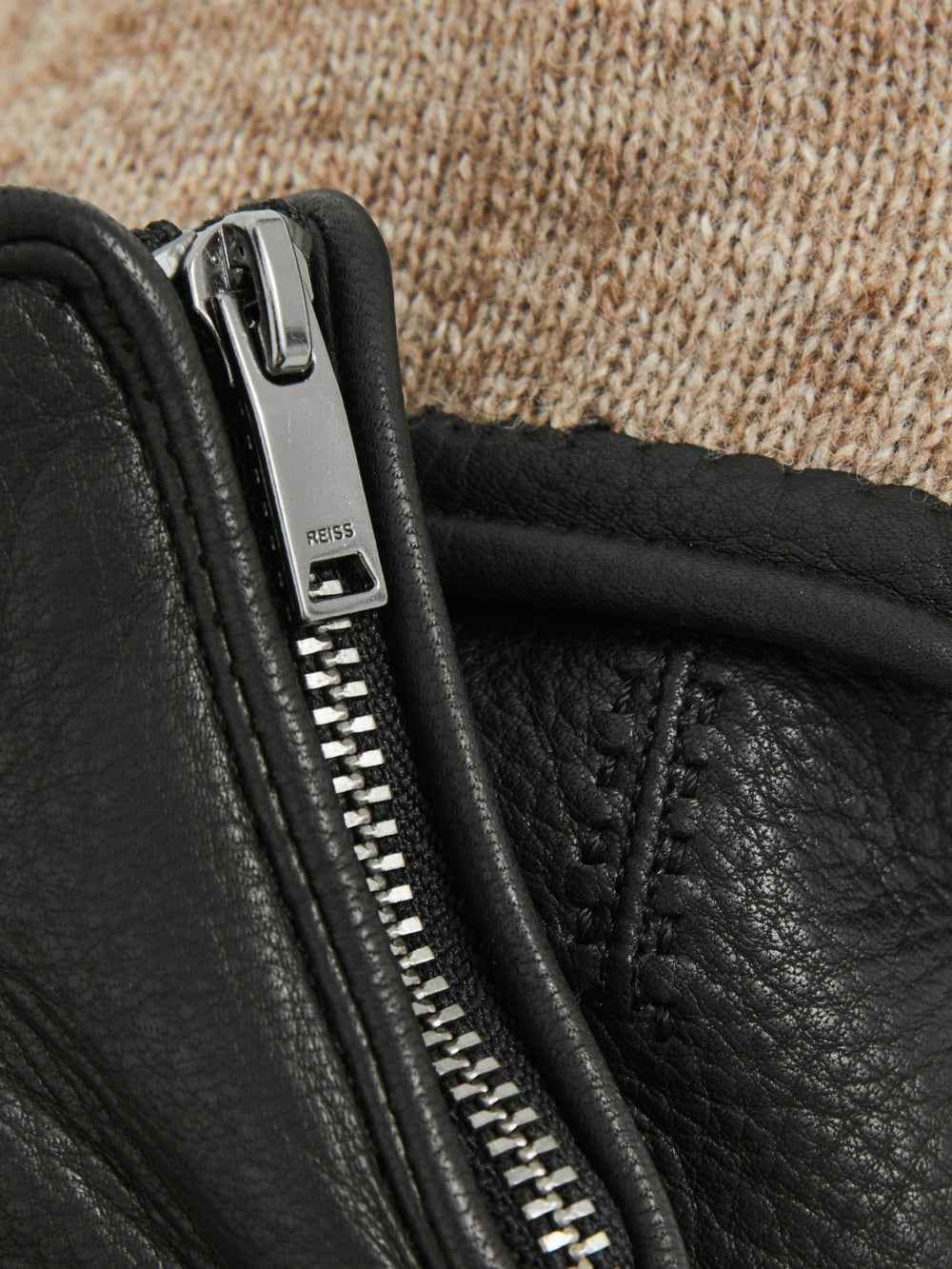 Leather Zip-Side Gloves Black | Mens