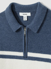 9-13 yrs Half-Zip Colour-Block Polo Shirt Blue/White | Children