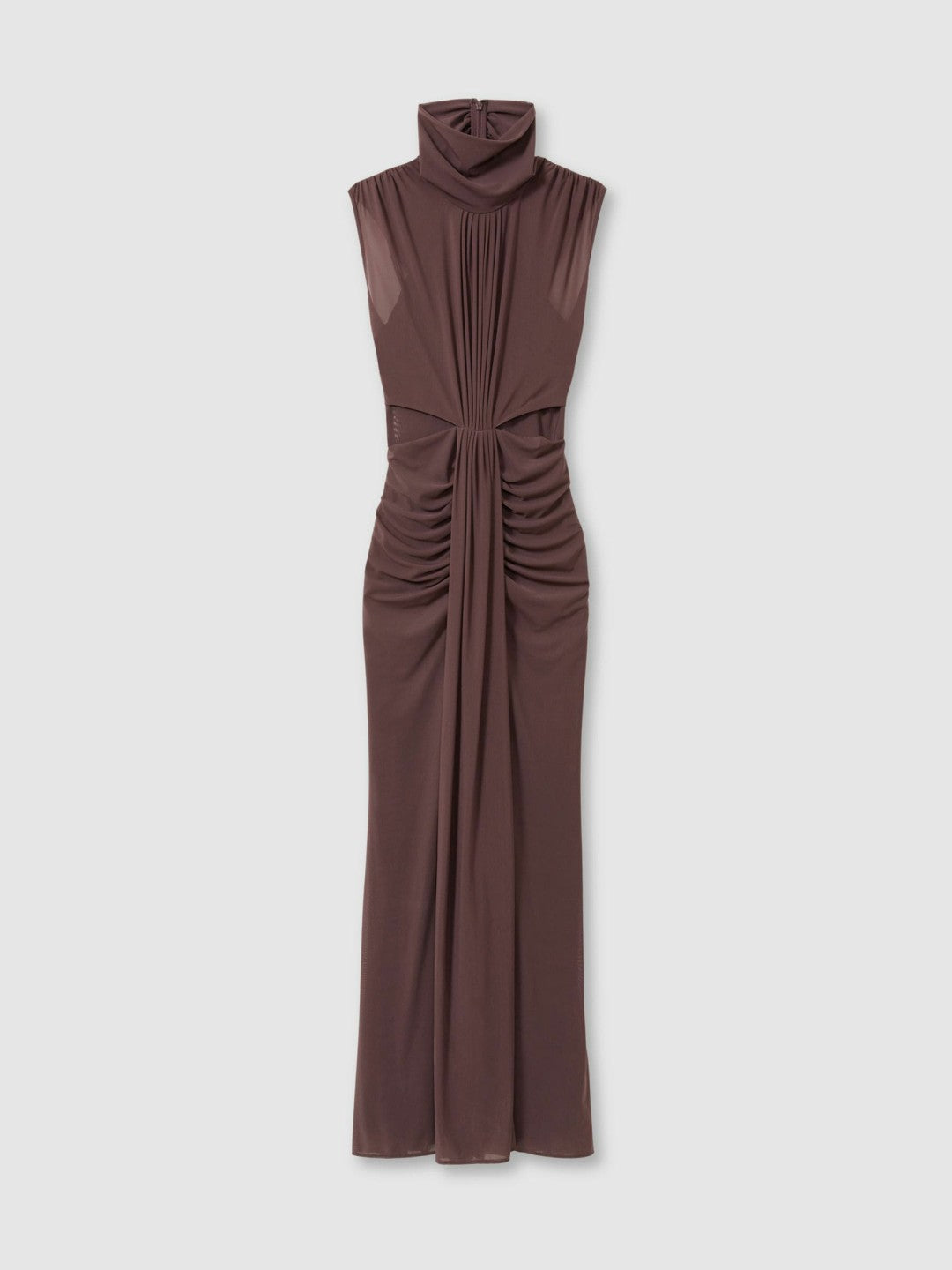 Sheer Ruched Maxi Dress Taupe | Womens