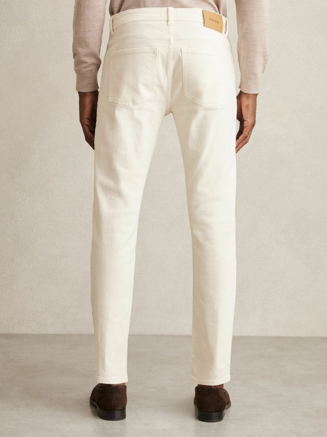 Cotton-Stretch Slim-Fit Jeans White | Mens