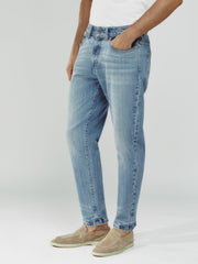 Relaxed-Fit Cropped Jeans Light Blue Wash | Mens