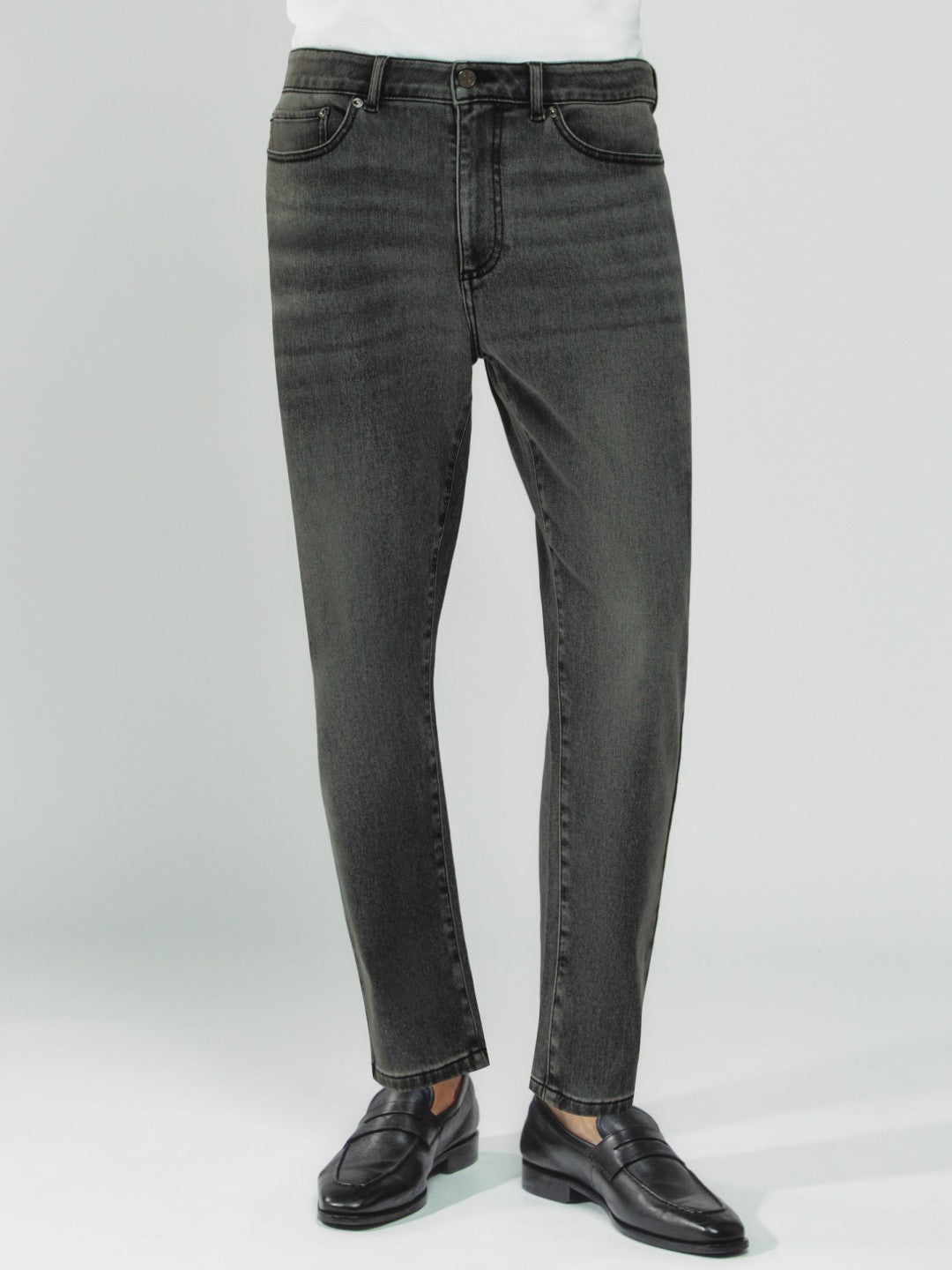Relaxed-Fit Cropped Jeans Washed Black | Mens