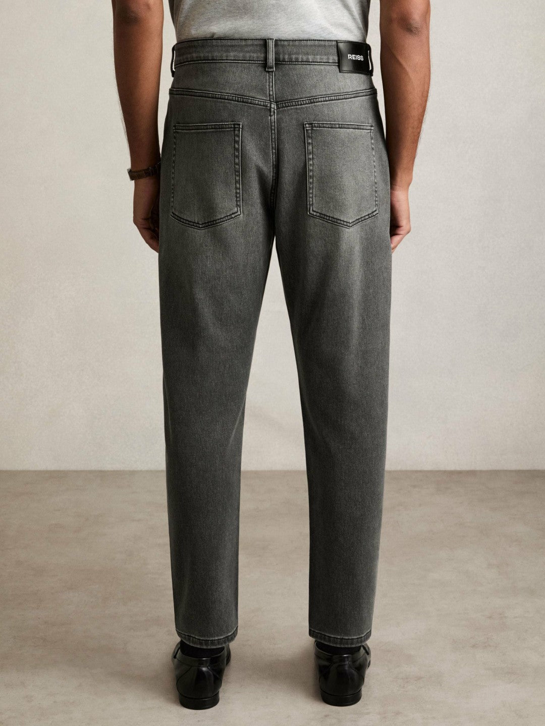 Relaxed-Fit Cropped Jeans Washed Black | Mens