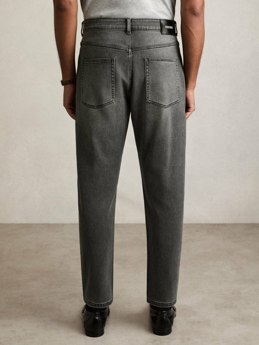 Relaxed-Fit Cropped Jeans Washed Black | Mens