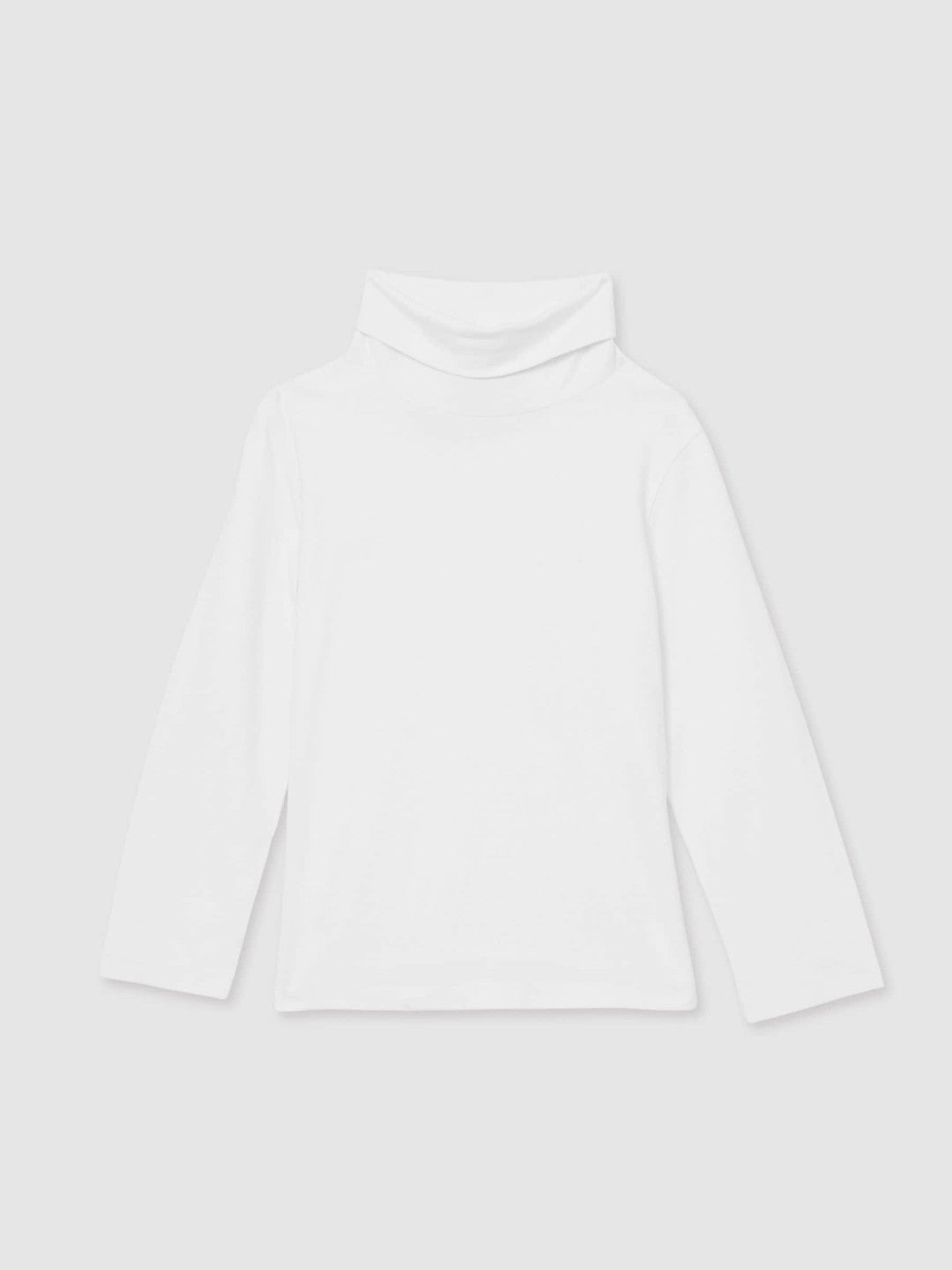 9-13 yrs Cotton-Jersey Roll-Neck Top with Stretch Ivory | Children