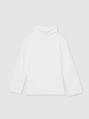 9-13 yrs Cotton-Jersey Roll-Neck Top with Stretch Ivory | Children