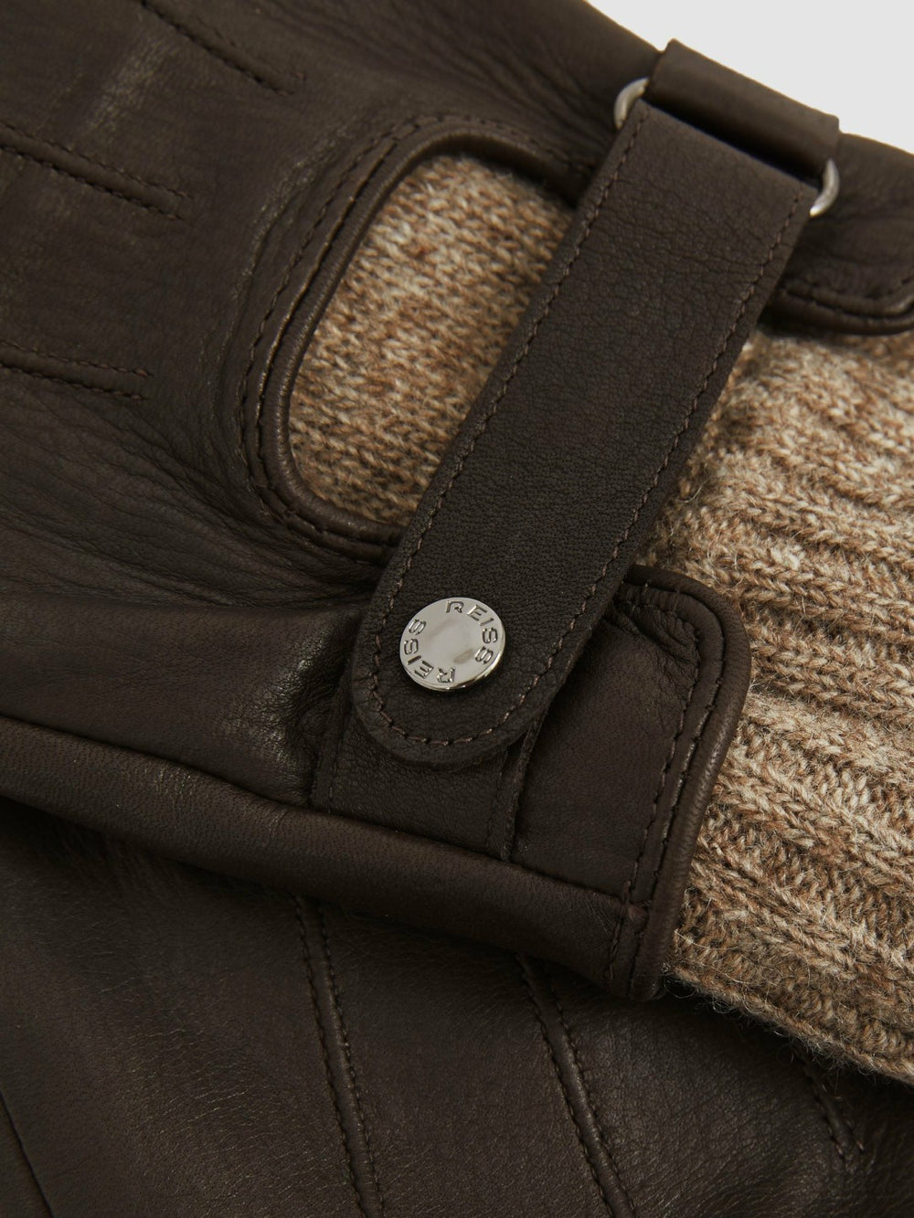 Leather Ribbed-Cuff Gloves Dark Brown | Mens