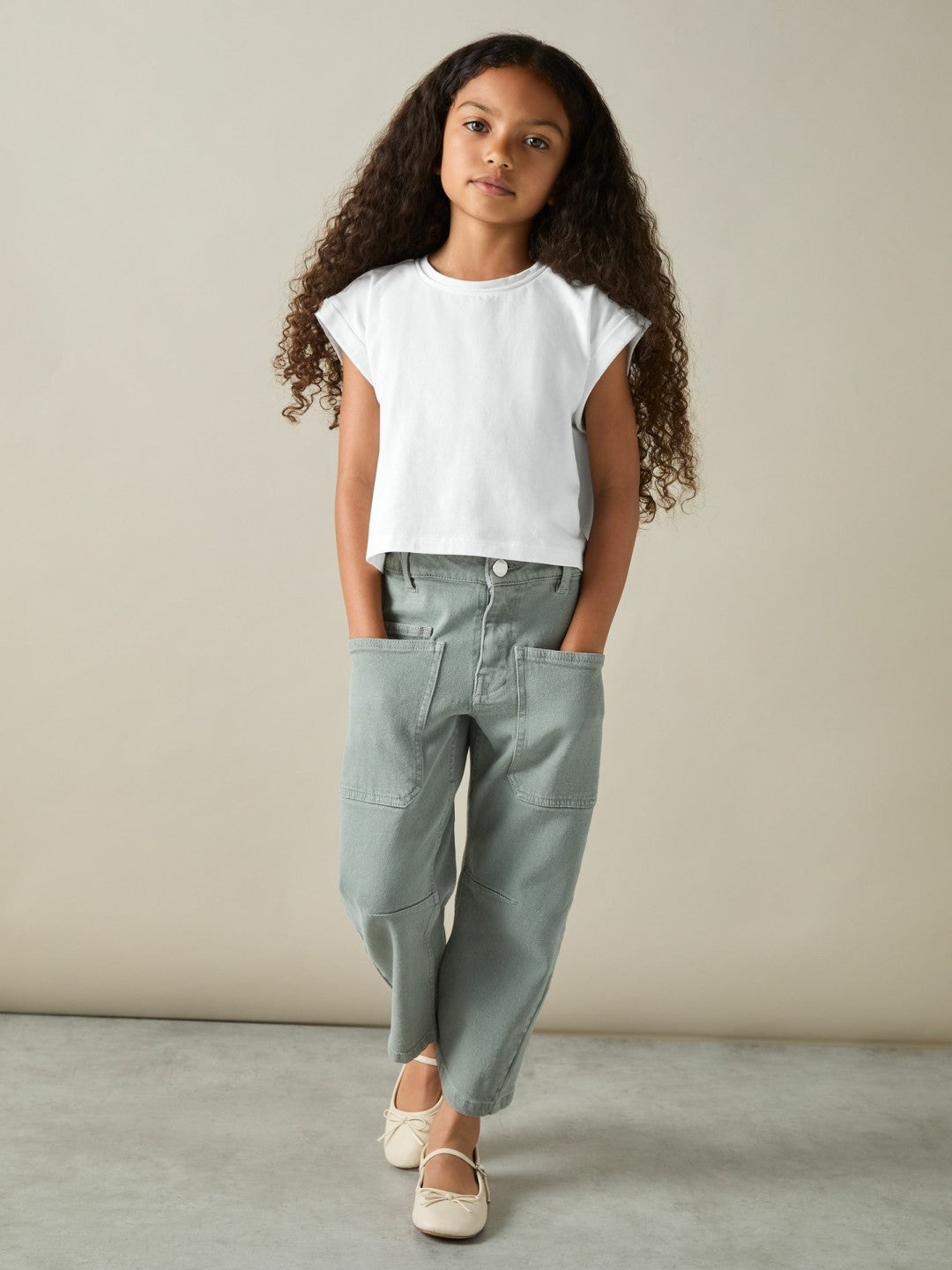 4-9 yrs Cotton-Jersey Cropped T-Shirt White | Children