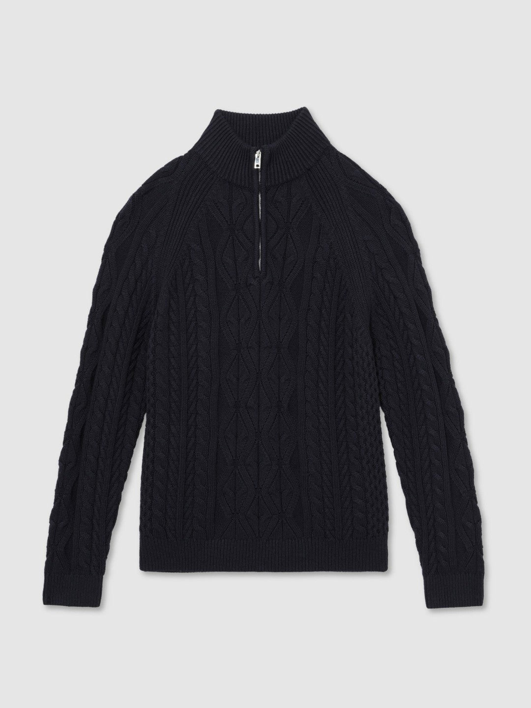 Cable-Knit Half-Zip Jumper Navy | Mens