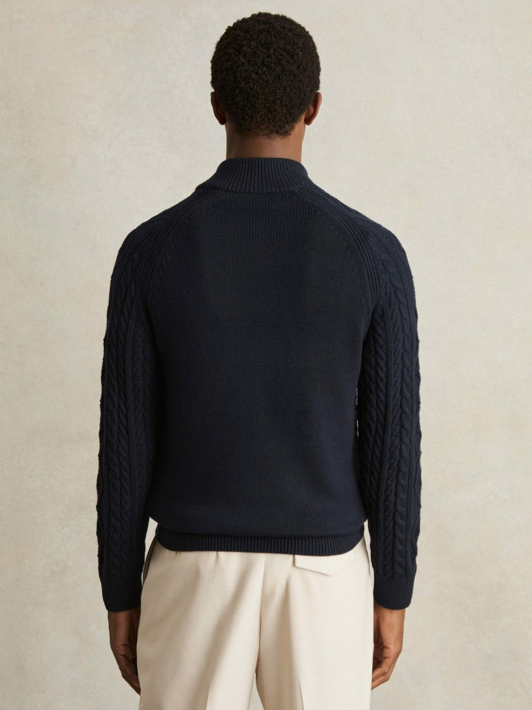 Cable-Knit Half-Zip Jumper Navy | Mens