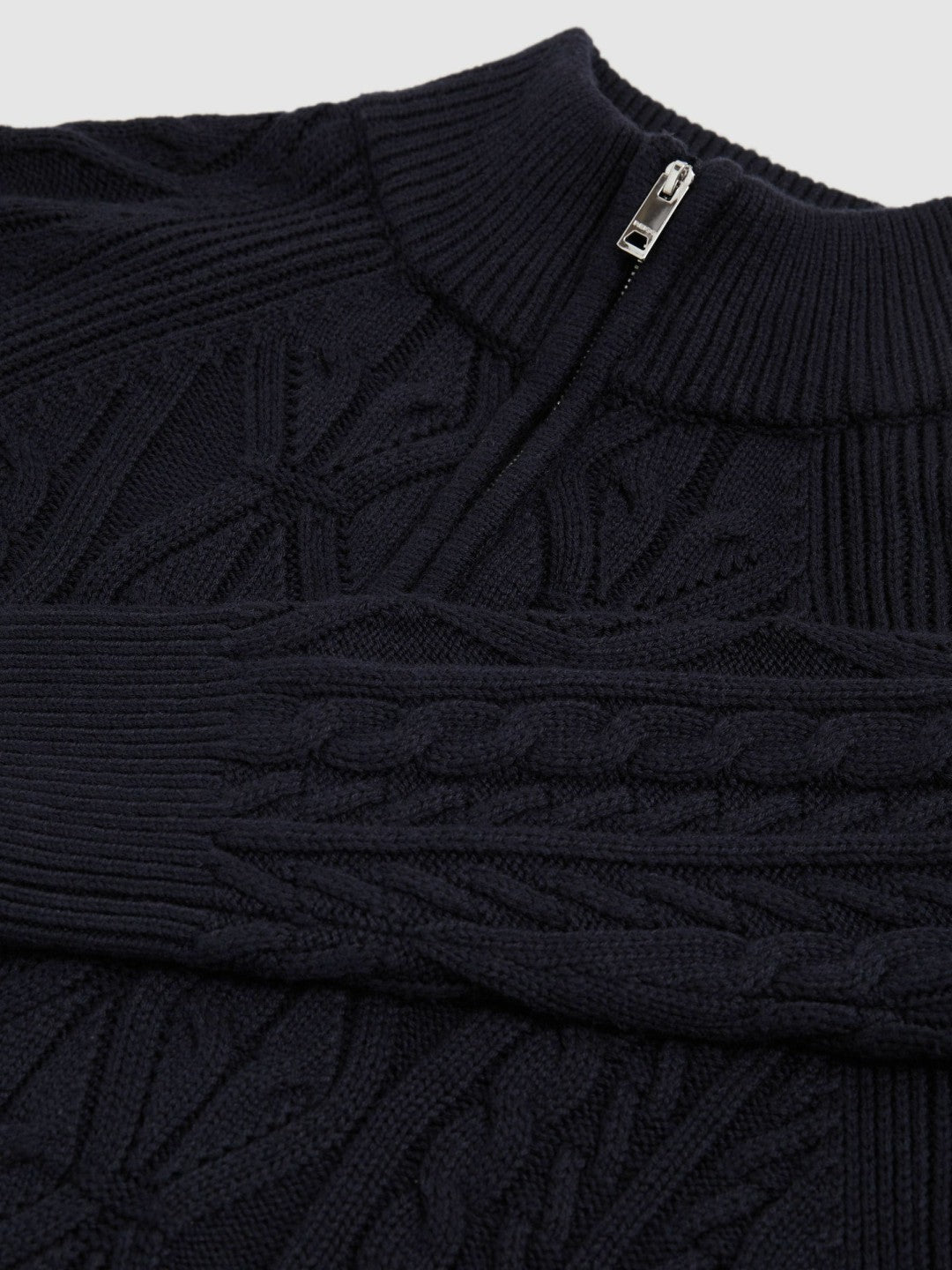 Cable-Knit Half-Zip Jumper Navy | Mens