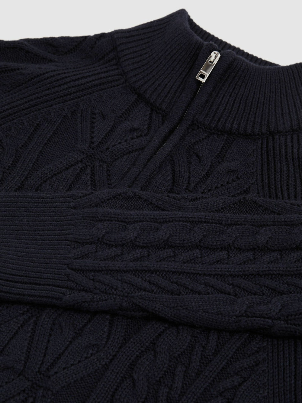 Cable-Knit Half-Zip Jumper Navy | Mens