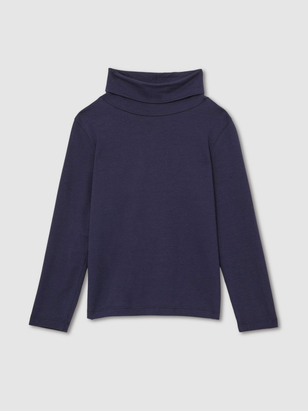 4-9 yrs Cotton-Jersey Roll-Neck Top with Stretch Navy | Children