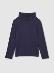4-9 yrs Cotton-Jersey Roll-Neck Top with Stretch Navy | Children