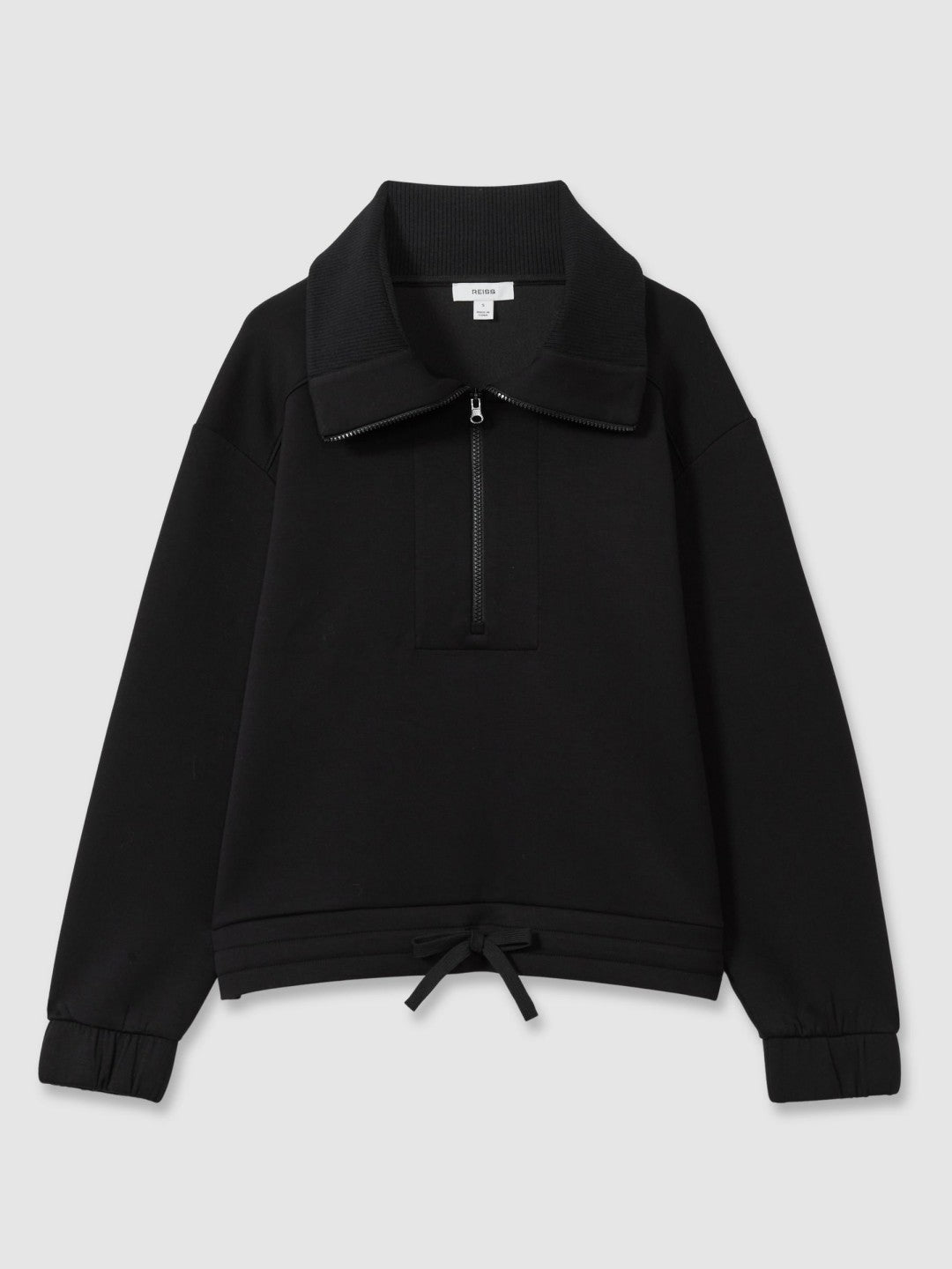 Interlock Half-Zip Drawstring-Hem Sweatshirt Black | Womens