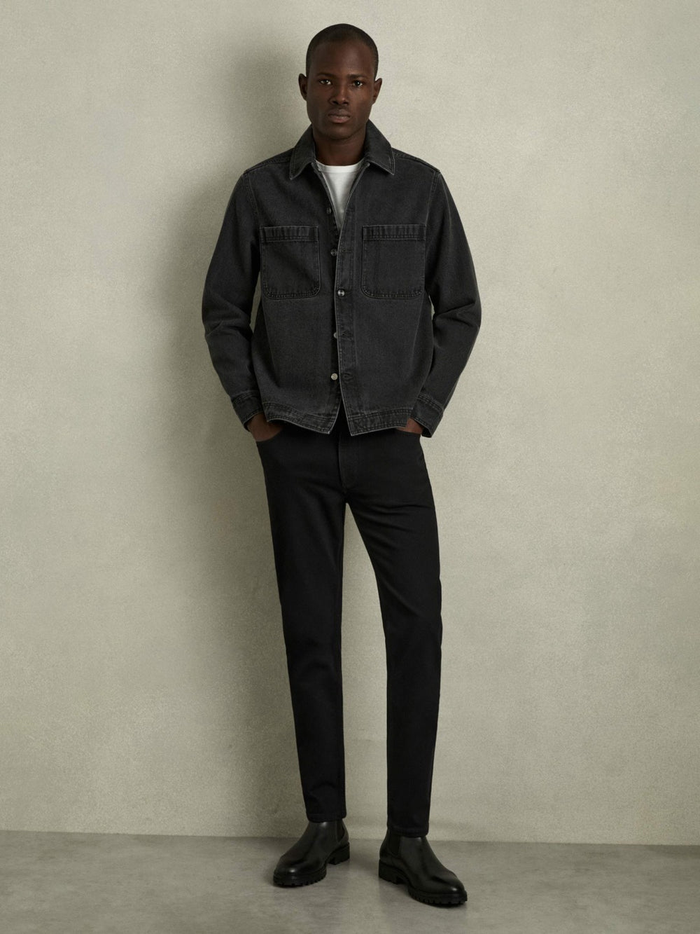 Cotton-Stretch Slim-Fit Jeans Stay Black | Mens