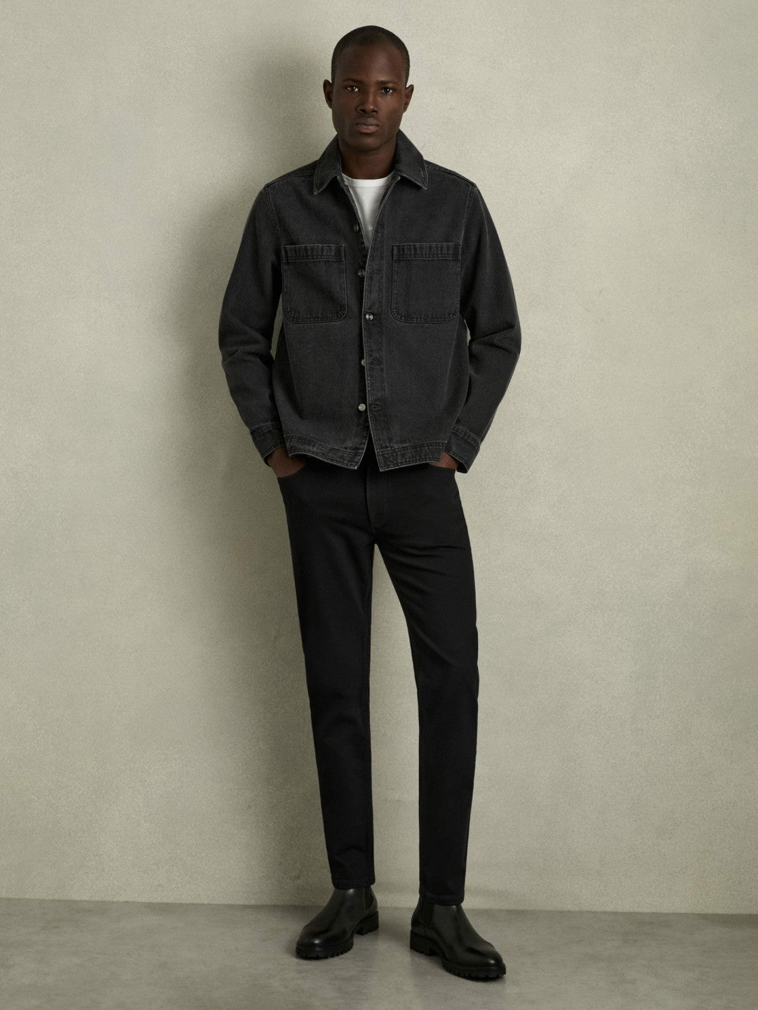 Cotton-Stretch Slim-Fit Jeans Stay Black | Mens