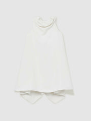 13-14 yrs High-Neck Drape Back Dress Ivory | Children