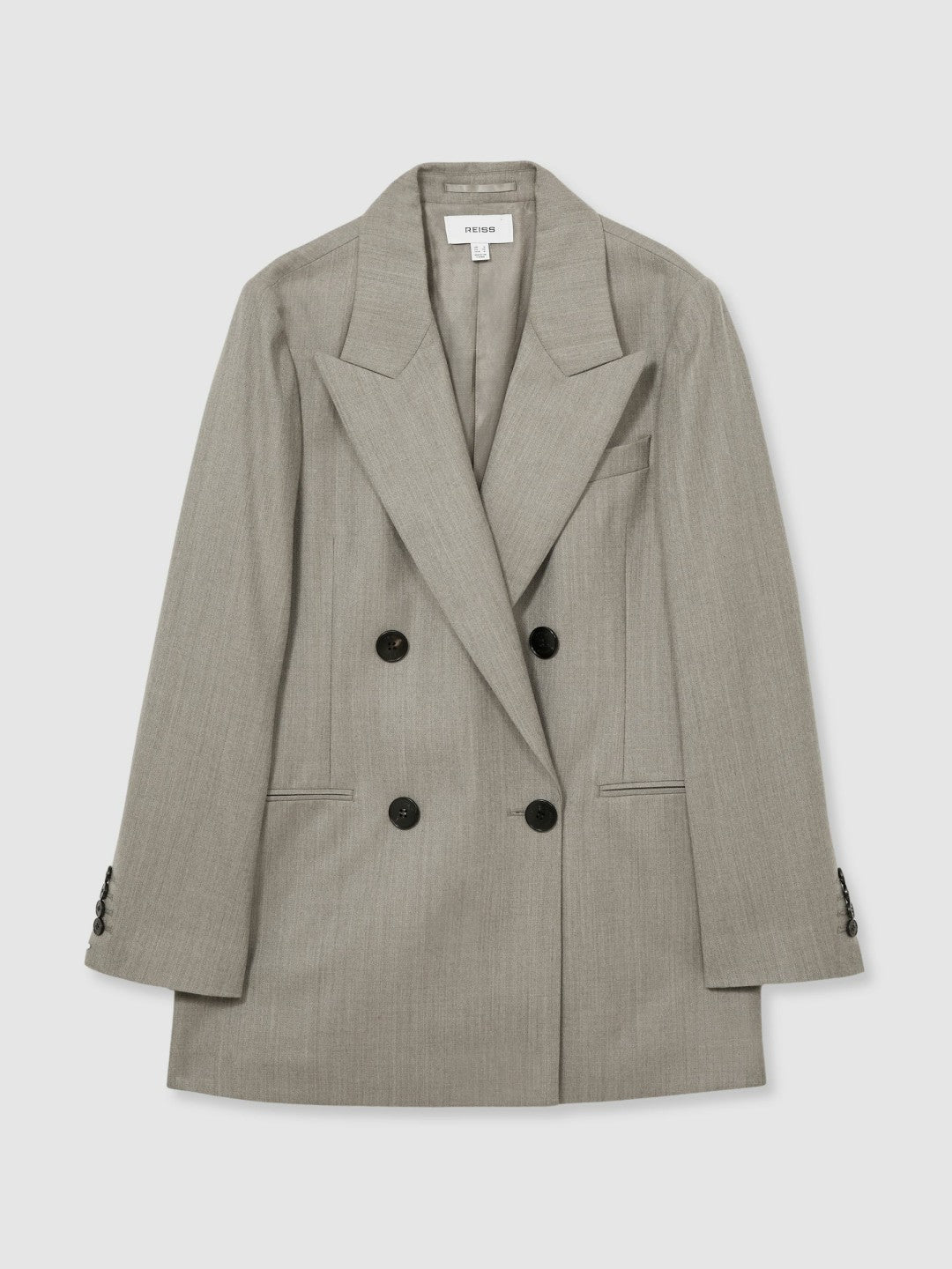 Wool Oversized Double-Breasted Blazer Grey | Womens
