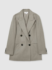 Wool Oversized Double-Breasted Blazer Grey | Womens