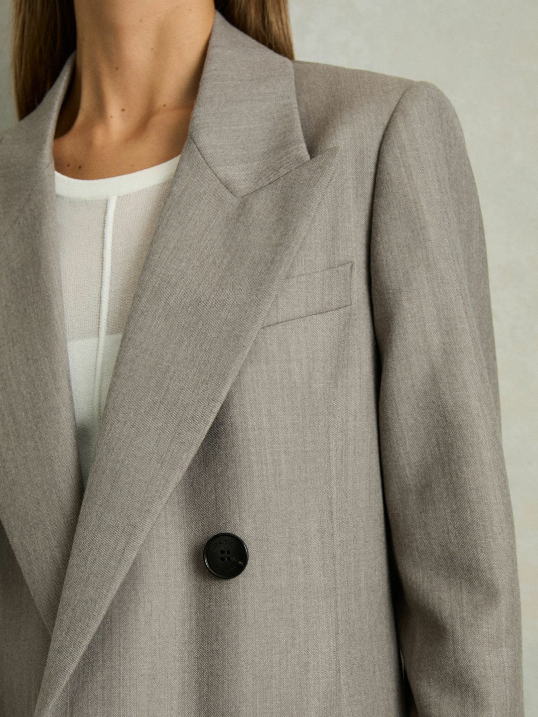 Wool Oversized Double-Breasted Blazer Grey | Womens