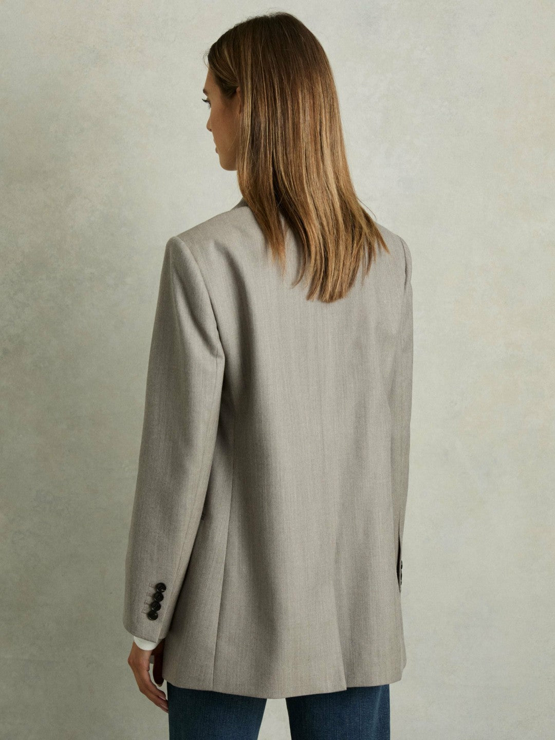 Wool Oversized Double-Breasted Blazer Grey | Womens