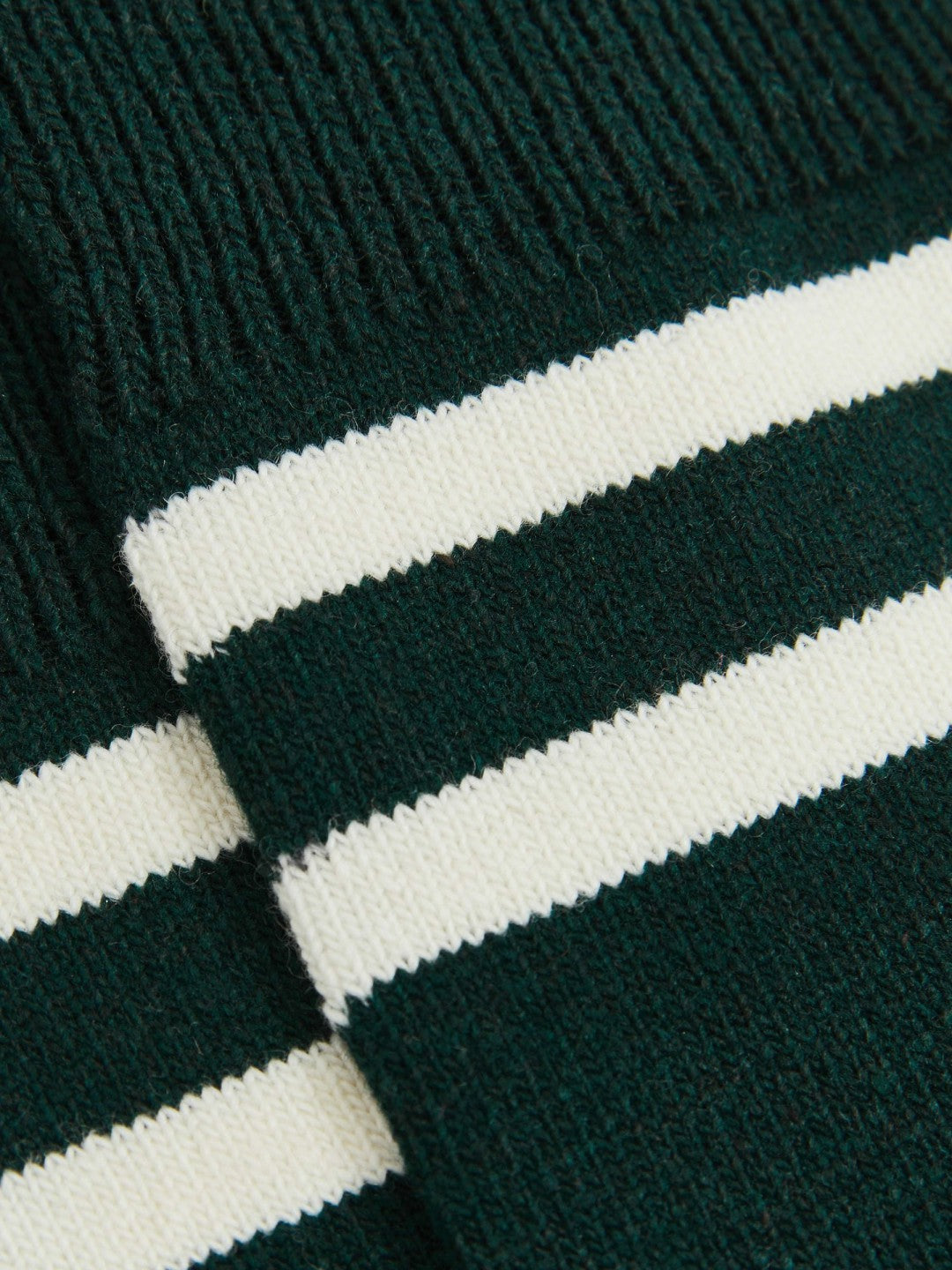 Striped Socks With Wool And Cashmere Forest Green/Ecru | Mens
