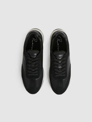 Leather Suede Running Trainers Black/White | Mens