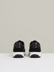 Leather Suede Running Trainers Black/White | Mens