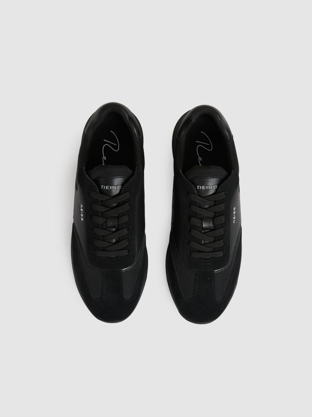 Leather Suede Running Trainers All Black | Mens