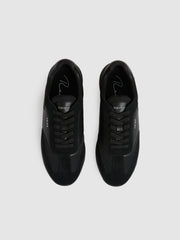 Leather Suede Running Trainers All Black | Mens