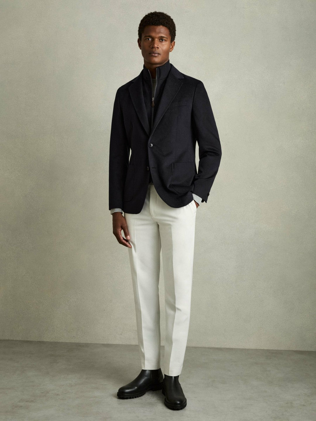 Single-Breasted Blazer With Gilet Insert Regular-Fit Navy | Mens